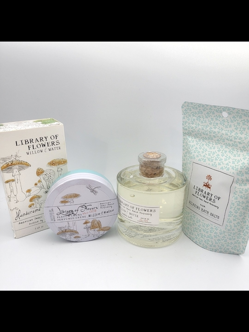 4 Pc MARGOT ELENA WILLOW and WATER Hand Cream Bubble Bath Salts Perfume Crem NEW